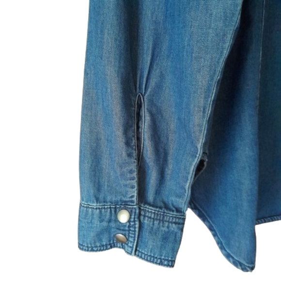 Nanette Lepore Denim Jean Top Womens Large Snap Western Cowgirl - Picture 6 of 13